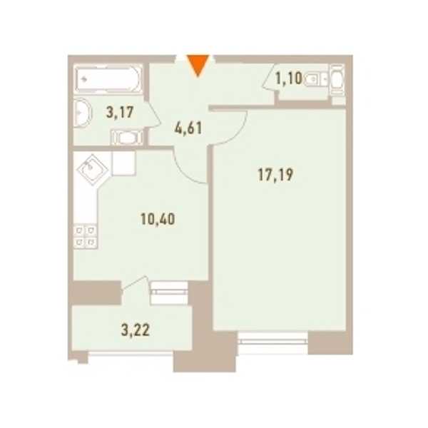 Однокомнатная квартира в : площадь 38.08 м2 , этаж: 9 - 11 – купить в Санкт-Петербурге